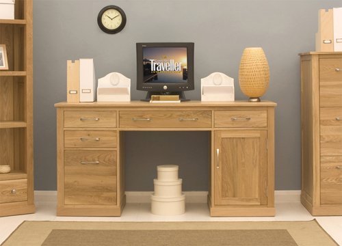 Mobel Oak Twin Pedestal Computer Desk