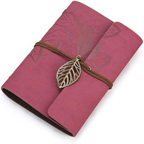 fwehfefh Vintage Leaf PU Leather Cover Notebook Diary Journal Travel String (Wine Red)