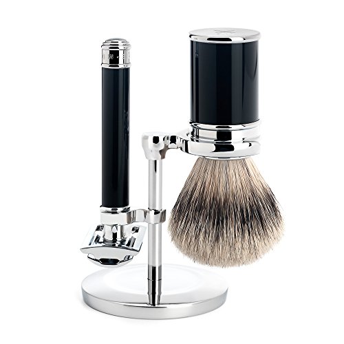 Muhle R106 Black Handle Safety Razor and Shaving Brush Set