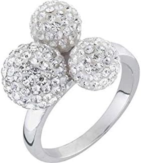 Ladies 3 Stone Sterling Silver Cubic Zirconia Glitter Balls Fashion Cubic Zirconia (CZ) Ring (R)