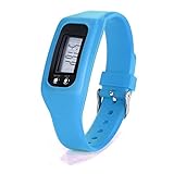 iHee Uhren-Armband, sehr bequem, digital, LCD, Schrittzähler, Kalorienzähler M blau