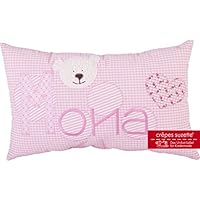 crepes suzette Namenskissen, Geschenk Teddybär, Kissen mit Wunschnamen, Taufgeschenk Geburtsgeschenk, Babykissen, Geschenk Taufe Mädchen, Geschenk Bärchen
