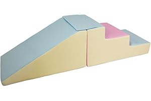 Velinda Completo Scivolo con Scale Set 2 Mattoni Blocchi Schiuma Giocattoli Bambini (Colore: Rosa, Blu, Giallo (Pastello))