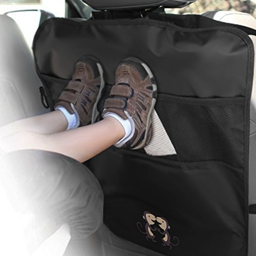 NuoYo Rücksitz Organizer,Rücksitztasche Kinder,Kickmatte Auto,Wasserdicht,Schmutzabweisend Hohe,Qualität,Passend für Die Meisten Sitze,2 Stück,Schwarz - 2