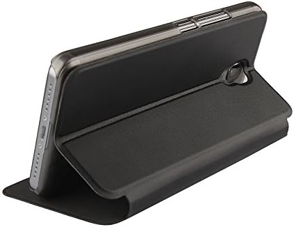 Oukitel K6000 Plus Case Flip Cover 2 in 1 Premium PU Leather Case Litchi Texture Stand Case Cover with HD Clear Screen Protector (Black)