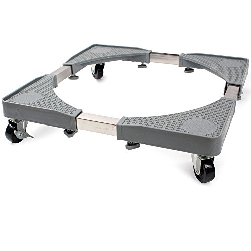 WISFORBEST Soporte para Lavadora con Ruedas Base Móvil Ajustable 46-65cm para Secadora Refrigerador Base Multifuncional de Acero Inoxidable Soporta hasta 150kg