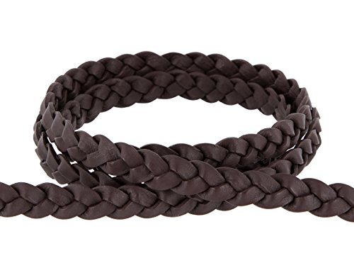 AURORIS - 1m Lederband flach geflochten 10x3 mm Farbe: braun