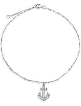 Bling Jewelry Sterling Silber 925 Zirkonia anker charme Fußkettchen 10 in