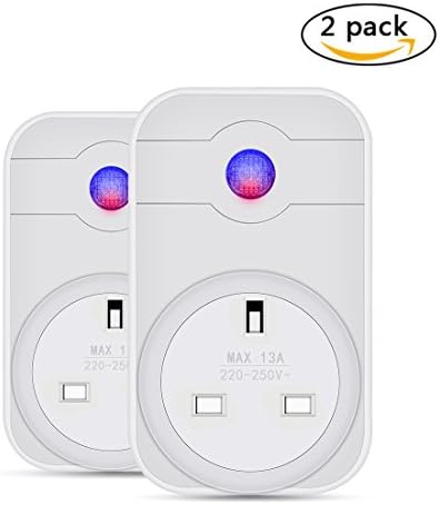 Smart Plug 2Pcs Outlet Timmer Switch Energy Monitoring Compatible with Alexa Google Home Echo No Hub Required Remote Control your Devices by Smartphone Voice UK Plug (2 Pack)