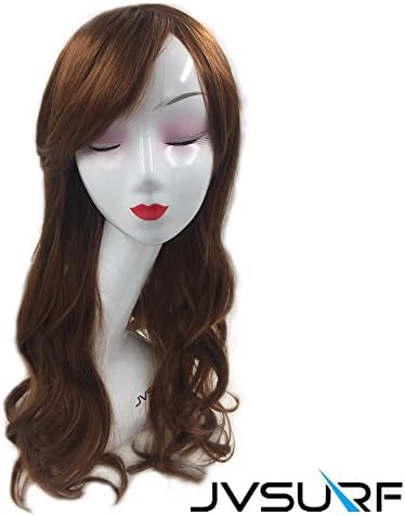 JVSURF Flaxen Natural Wig Heat Resistant Side Fringe Hair Full Wigs Spiral Curly Wigs with Free Wig Cap
