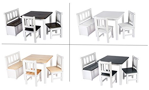 Preisvergleich Produktbild Bis 180kg belastbar / Sicherheitsgeprüfte BINDER Kindersitzgruppe „Nala“ mit integrierter Spielzeugkiste / Holz aus nachhaltiger Holzwirtschaft / in anthrazit