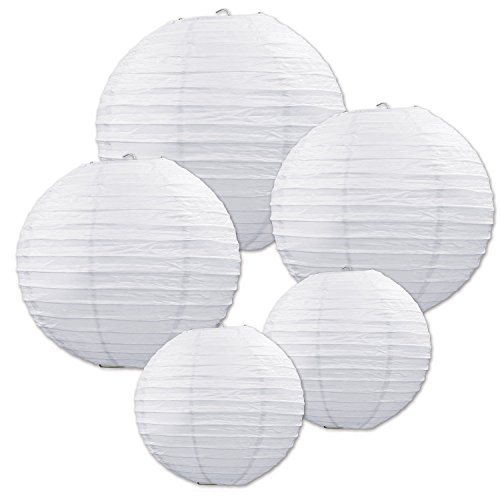 IDEAW 12" weiße Papier Laterne Lampion rund Lampenschirm Hochtzeit Party Dekoration Ballform (10er Packung)