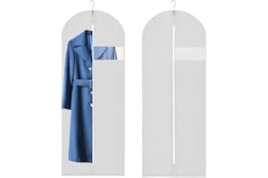 GENERIC ZJRung 2 Stücke Kleidersack Weiß 120 x 60 cm Reisen Kleiderhüllen mit Reißverschluss Atmungsaktiv Anzugtasche Mottenfest Lang Kleidersäcke für Jacke Lange Kleider Hemden Anzüge