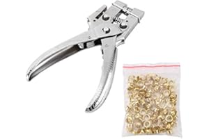 AUSLA Juego de Alicates Remachadora Ojales, Alicate para Ojales con 100 Ojales, Perforadora Ojetes, para Sacabocados Cuero, Tela, Ropas, Zapatos, Bolsos y Manualidades
