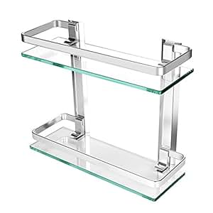Dusche Caddy Bad Korb Ablage, Homeself Dick gehärtetem Glas Aluminium
