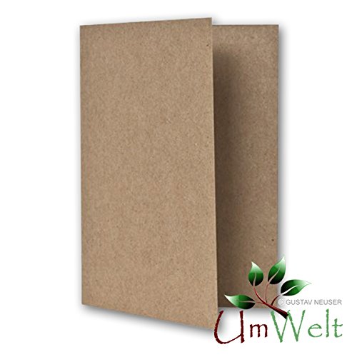 Kraftpapier-Karten inklusive Briefumschläge | 25er-Set | Blanko Recycling Einladungskarten in Braun | bedruckbare Post-Karten in DIN A6 | ideal zum Selbstgestalten & Kreieren - 3