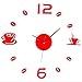 Produktbild Moderne und kreative New DIY Anzahl Wanduhr Oberfläche Aufkleber Home Office Decor Acryl Kaffeetasse rot