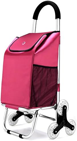 M&amp;A Trolley Dolly Stair Climbing Rolling Shopping Grocery Foldable Cart , red