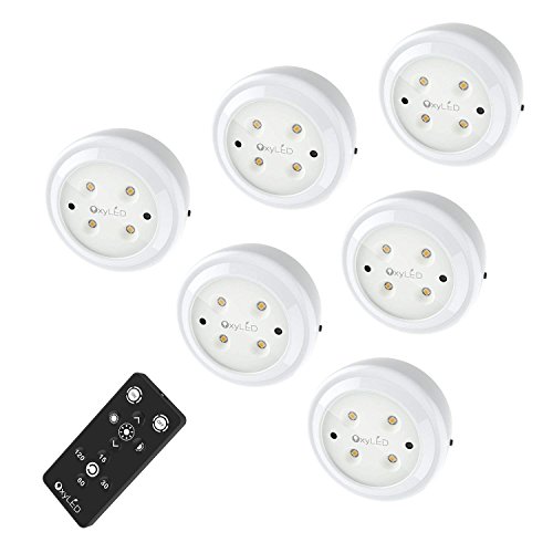 Preisvergleich Produktbild OxyLED LED Schrankleuchten,Kabellose LED Puck Leuchten,kabelloses batteriebetriebenes LED-Nachtlicht mit Fernbedienung,Stick Anywhere Treppenlicht Sicheres Licht für Flur,Badezimmer,Schlafzimmer