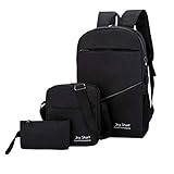 XZDCDJ 3PC Rucksack Schultasche Schulrucksack Schultaschen Daypacks für Herren Paar Canvas Teenage Cute Set Reiserucksäcke Rucksack Schwarz
