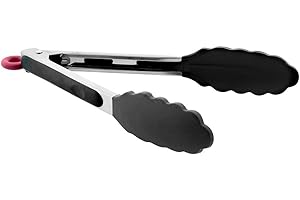 Jata AC35 - Pinza Cocina Silicona, Mango Ergonómico Silicona, Antideslizante, Apto Lavavajillas, Resistencia 240°, Negro