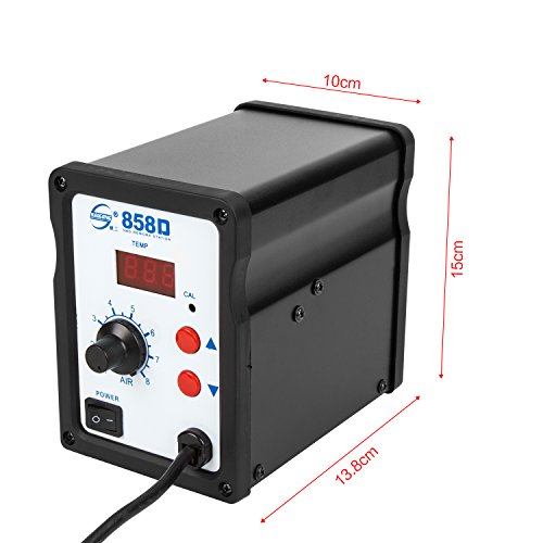 Uvistar 858D Lötstation Klein Entlötstation Digital Temperaturgeregelt Regelbar Heissluftpistole Set Profi für Platinen Handy Mobil mit Temperaturanzeige 100~450℃ LED Digitalanzeige 700W mit Zubehör - 2