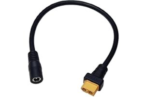 Switian Câble Adaptateur XT60 vers DC 5.5x2.1mm pour Fer à Souder TS100, Drones FPV, Panneaux Solaires et Équipements Électroniques 30cm