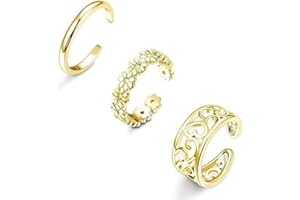 Diamday 3PCS Argent 925 Ouverts Orteils Anneaux pour Femmes Filles Ajustable Manchette Orteils Bagues Ensemble Minimaliste Queue Anneaux Simple Doigt Bagues Été Plage Pieds Bijoux Cadeaux