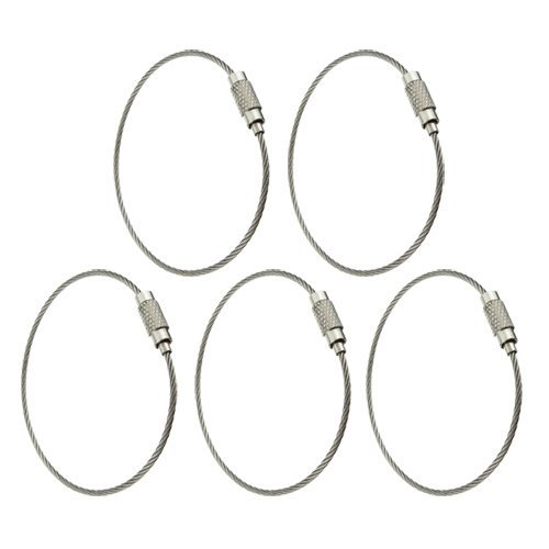 SODIAL (R) 5pcs in acciaio inox Vite di bloccaggio del filo portachiavi Portachiavi Cable Accessori Outdoor