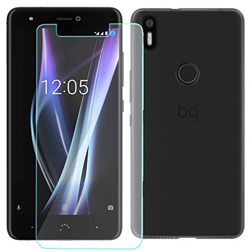 OVIphone Funda Gel TPU   Cristal Templado Para BQ AQUARIS X  NO COMPATIBLE CON BQ AQUARIS X5  X5 PLUS  X PRO   Color Negro 