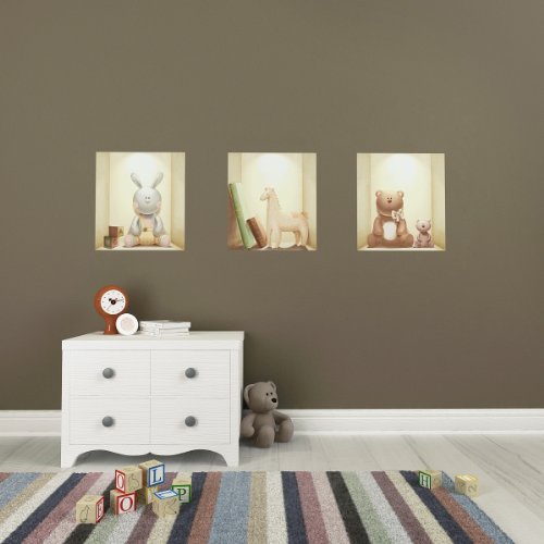 3D Illusion Niches for Baby - Repositionable and Removable Textile Wall Stickers Mural Decals Art Decoration for Childrens Bedroom Kids Nursery Extra Durable Home Decor Highly Detailed Illustrations
