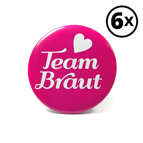 6 Frau Wundervoll JGA Buttons rosa / pink – Team Braut, Ø 5,6 cm – Junggesellinnenabschied / Hen Party / Anstecker - 2