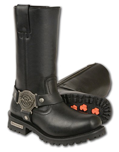Milwaukee Men's Classic Harness Motorcycle Boots (Black, Size 13)