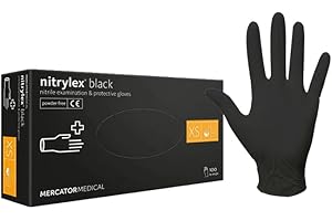 HAUS-HELD Rękawice nitrylowe Nitrylex - czarne - XS - 100 sztuk (50 par), bez pudru i lateksu, jednorazowe rękawiczki ochronne, wytrzymałe, rękawice robocze, teksturowane końcówki palców