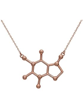 Koffein Molekül Anhänger Halskette aus 925 Sterling Silber by Serebra Jewelry
