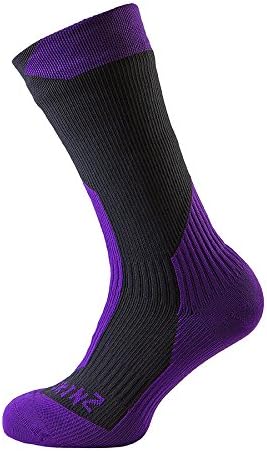SealSkinz 99 Waterproof Trekking Thick Mid Socks, Grey/Purple, Medium