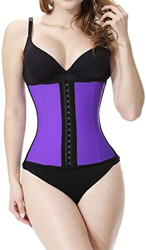Fxford Women's Sports Latex Waist Trainer Underbust Corset for Weight loss waist cincher Body Shapewear, UK-FX110201 (Purple, 2XL)