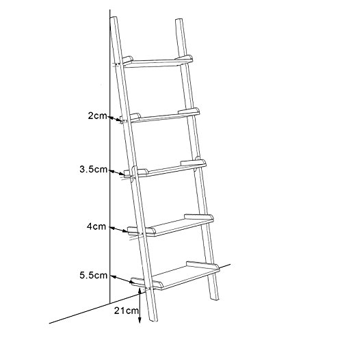 Modernes Leiterregal mit fünf Böden, Standregal, Wandregal, 56x189cm, Farbe in Blau, FRG17-B - 2