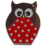 pinkeSterne ☆ Jungen Kinderschild Rot Holz Holzeule Eule Sterne Holzschild Deko