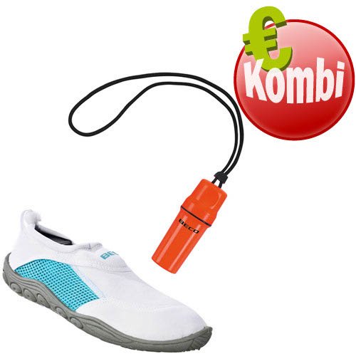 Beco | Unisex Surf- und Badeschuhe aus Neopren mit Schnellverschluss inklusive Beachbox in Weiß/Türkis - 8
