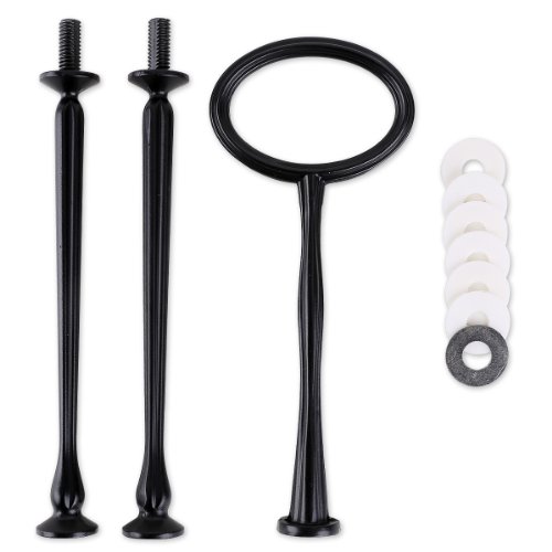 3 Set schwarz Oval Metallstange Mittellochausstech 2 bis 3 Etage für Hochzeitstorte Etagere Tortenständer Tortenhalter Torten - 4