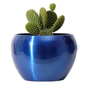 Homspurts Metallic Sunshine Pot Blue (4.7 inches) Multipurpose Pot/Desktop Flower Planter/Home d