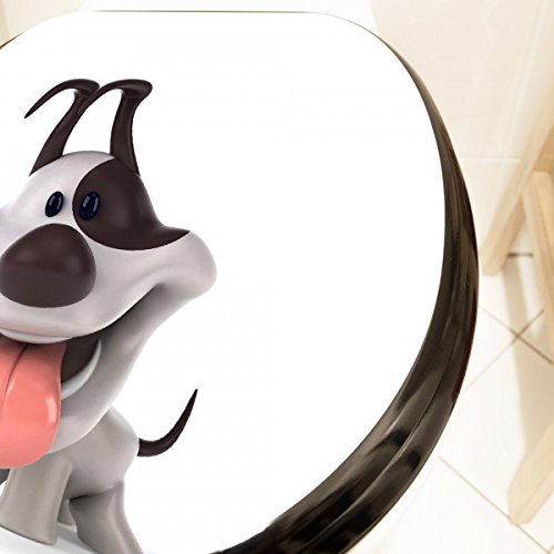 banjado – Design WC Sitz Toilettendeckel Toilettensitz 36cm x 5cm x 45cm mit Motiv Comic-Hund, Toilettendeckel:Schwarz - 4