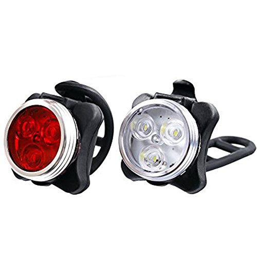 USB Aufladung Fahrrad Vorderlicht Rücklicht LED Abnehmbar Fahrradlicht Blinken Lampen Beleuchtungsset