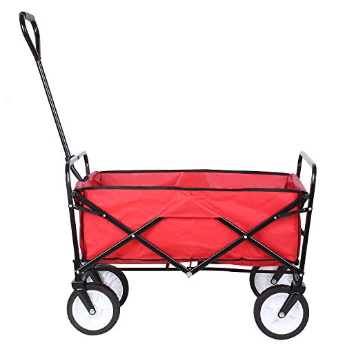 HOMFA Bollerwagen Transportwagen Handwagen Transportkarre faltbar Gartenwagen Gerätewagen 83x53x63cm bis 80 Kg 360° drehbar (Red) - 5