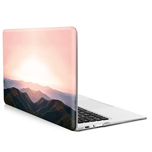 kwmobile Crystal Hülle für Apple MacBook Air 13" (ab Mitte 2011) Hard Case - dünne durchsichtige transparente Schutzhülle Cover Tasche Berg Morgenröte Design Altrosa Schwarz Transparent