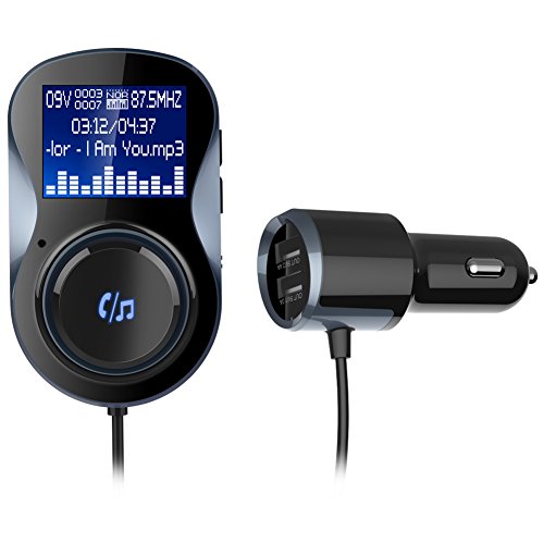 Trasmettitore Bluetooth FM, HAISSKY Vivavoce Bluetooth Radio Adattatore da Auto Kit con Carta TF,Caricatore USB per Smartphone/Tablet/UnitÃ  GPS/Lettori iPod/MP3 e Altro Ancora