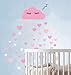 Produktbild 60 Teile Wolken mit Gesicht Wandtattoo Kinderzimmer Set - Rauhfaser Wandsticker Pastell Farben Baby Tapete Sticker zum Kleben, Wandaufkleber Sleepy Eye Wanddeko, Wandfolie, Kleinkinder, Mädchen Pink