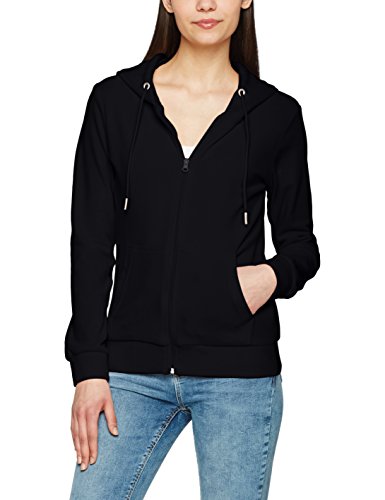 Urban Classics Ladies Velvet Zip Hoody Sudadera con Capucha, Negro (Black 7), L para Mujer