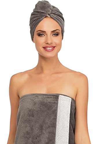 Merry Style Womens Wellness Turban 13007 (Grey/White, One Size)